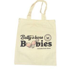 “Betty’s Loves Boobies” flower edible tote bag breast cancer awareness
